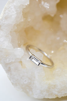 Matthew Collection White Rhodium Plate Petite East/West Clear Quartz Baguette Stack Ring