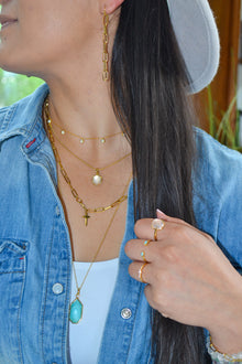 Isaiah Collection 14K Gold Plate 26” + 2” Heptagon Amazonite Pendant Necklace