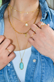 Isaiah Collection 14K Gold Plate Petite White Topaz Cross Ring