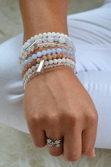 Isaiah Collection White Rhodium Plate Open Shank Double Marquise Amazonite Stack Ring