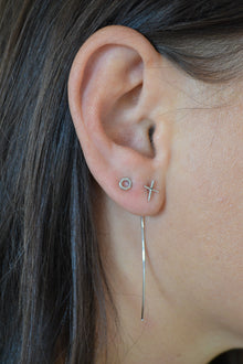 Corinthians Collection White Rhodium Plate 7-Sided Petite Stud Earrings