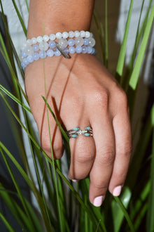 Isaiah Collection White Rhodium Plate Open Shank Double Marquise Amazonite Stack Ring