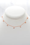 Corinthians Collection 14K Rose Gold 14” + 2” Faceted Clear Quartz Dangle Choker Necklace