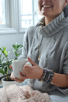 Tranquil Mind and Serenity White Rhodium Plate Bold 12mm Indian Agate Gemstone Stretch Bracelet