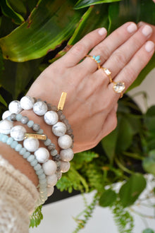 Strength and Courage White Rhodium Plate Amazonite Faceted Rondelle Stretch Bracelet
