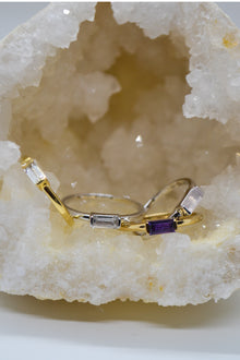 Matthew Collection White Rhodium Plate Petite East/West Clear Quartz Baguette Stack Ring