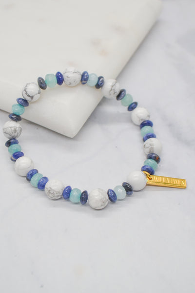 New Beginnings 14K Gold Plate Howlite, Aventurine and Amazonite Bracelet