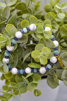 New Beginnings 14K Gold Plate Howlite, Aventurine and Amazonite Bracelet