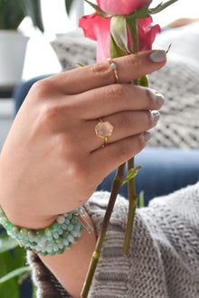 Joy and Contentment White Rhodium Plate Polished Round Chrysoprase Stretch Bracelet