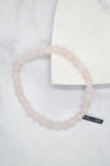 Love and Devotion White Rhodium Plate Polished Rose Quartz Stretch Bracelet