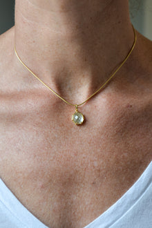 Corinthians Collection 14K Gold Plate 15” + 2” Extender 7-Sided Clear Quartz Rose Cut Pendant Necklace