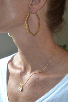 Corinthians Collection 14K Gold Plate Bold 2.5” 7-Sided Hoop Earrings