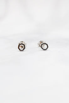 Corinthians Collection White Rhodium Plate 7-Sided Petite Stud Earrings