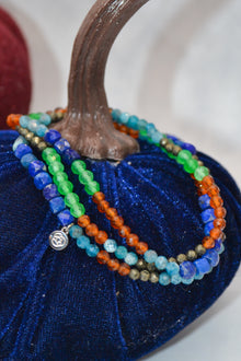 Warrior Collection White Rhodium Plate Set of 3 Multi-Gem Bracelets