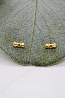 Luke Collection 14K Gold Plate Plate Petite 3 Bead Bar Stud Earrings