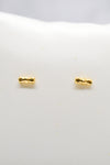 Luke Collection 14K Gold Plate Plate Petite 3 Bead Bar Stud Earrings
