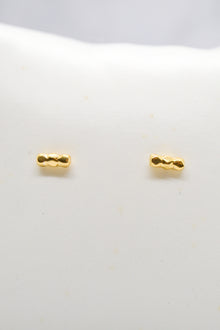 Luke Collection 14K Gold Plate Plate Petite 3 Bead Bar Stud Earrings