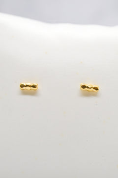 Luke Collection 14K Gold Plate Plate Petite 3 Bead Bar Stud Earrings