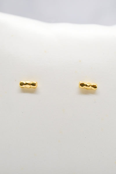 Luke Collection 14K Gold Plate Plate Petite 3 Bead Bar Stud Earrings