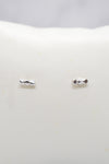 Luke Collection White Rhodium Plate Petite 3 Bead Bar Stud Earrings