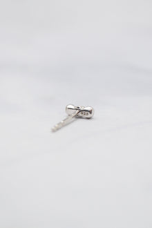 Luke Collection White Rhodium Plate Petite 3 Bead Bar Stud Earrings