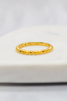 Luke Collection 14K Gold Plate Polished Petite Beaded Stack Ring