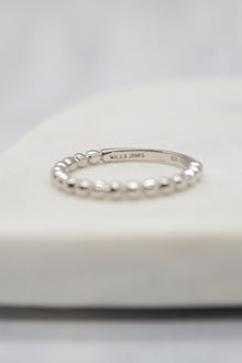 Luke Collection White Rhodium Plate Polished Petite Beaded Stack Ring