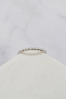 Luke Collection White Rhodium Plate Polished Petite Beaded Stack Ring