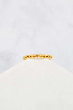 Luke Collection 14K Gold Plate Polished Petite Beaded Stack Ring
