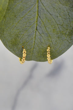 Luke Collection 14K Gold Plate 12mm Petite Beaded Huggie Earrings