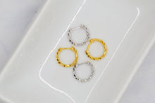 Luke Collection White Rhodium Plate 12mm Petite Polished Beaded Huggie Earrings