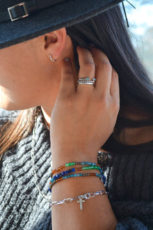 Isaiah Collection White Rhodium Plate Open Shank Double Marquise Amazonite Stack Ring