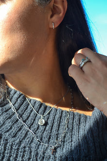 Luke Collection White Rhodium Plate Polished Petite Beaded Stack Ring