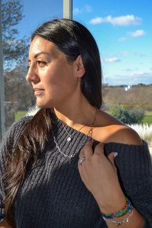 Luke Collection White Rhodium Plate Petite 3 Bead Bar Stud Earrings