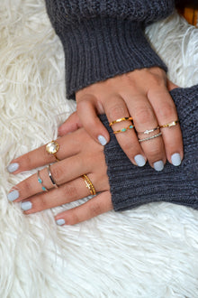 Isaiah Collection White Rhodium Plate Open Shank Double Marquise Amazonite Stack Ring