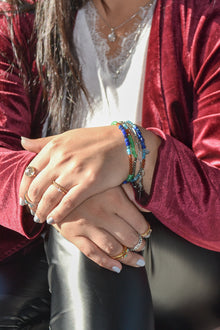 Luke Collection 14K Gold Plate Polished Petite Beaded Stack Ring