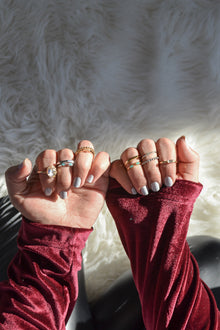 Luke Collection 14K Gold Plate Polished Petite Beaded Stack Ring