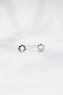 Corinthians Collection White Rhodium Plate 7-Sided Petite Stud Earrings