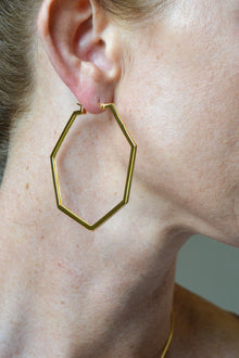 Corinthians Collection 14K Gold Plate Bold 2.5” 7-Sided Hoop Earrings