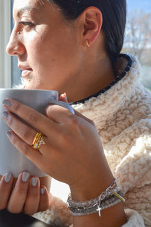 Luke Collection 14K Gold Plate 12mm Petite Beaded Huggie Earrings