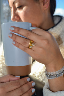 James Collection 14K Gold Plate Faceted Shank Brightly Polished Ring