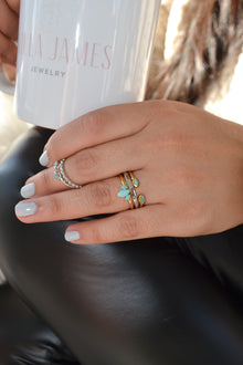 Ecclesiastes Collection 14K Gold Plate Sterling Silver Triple Marquise Amazonite Ring