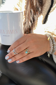 Ecclesiastes Collection 14K Gold Plate Sterling Silver Triple Marquise Amazonite Ring