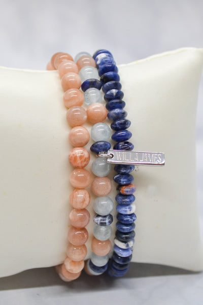 Overcomer Collection White Rhodium Plate Multi-gem 3 Bracelet Set