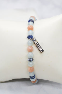 Overcomer Collection White Rhodium Plate Multi-gem Stretch Bracelet