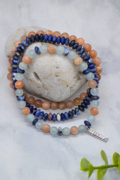 Overcomer Collection White Rhodium Plate Multi-gem 3 Bracelet Set
