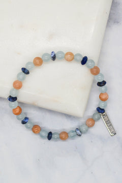 Overcomer Collection White Rhodium Plate Multi-gem Stretch Bracelet