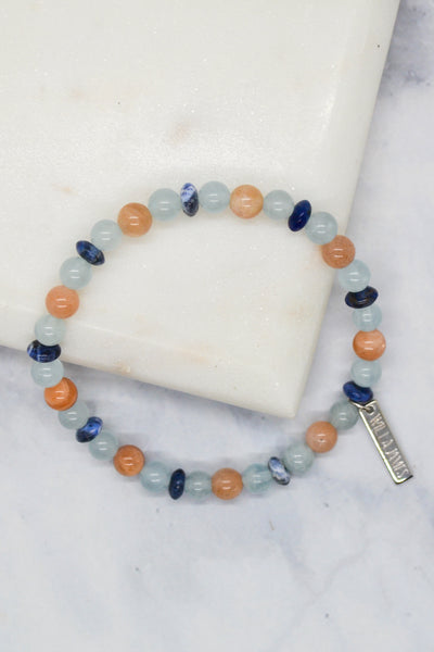 Overcomer Collection White Rhodium Plate Multi-gem Stretch Bracelet