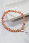 Confidence and Self-Esteem White Rhodium Plate Polished Sunstone Stretch Bracelet
