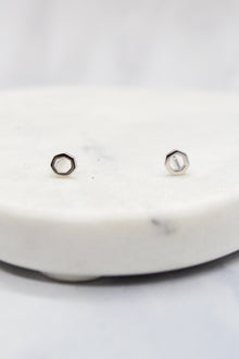 Corinthians Collection White Rhodium Plate 7-Sided Petite Stud Earrings